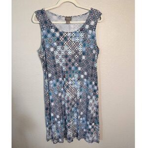 Chico's Mosaic Print Jersey Dress Size 2/US 12-14 Large Sleeveless Geometric